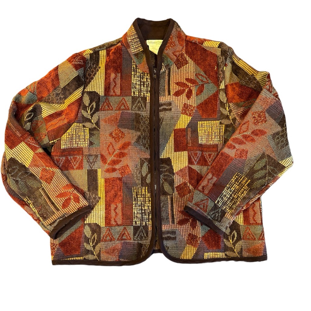 Coldwater Creek Vintage Fall Leaves Multicolor Jacket size Petite Medium